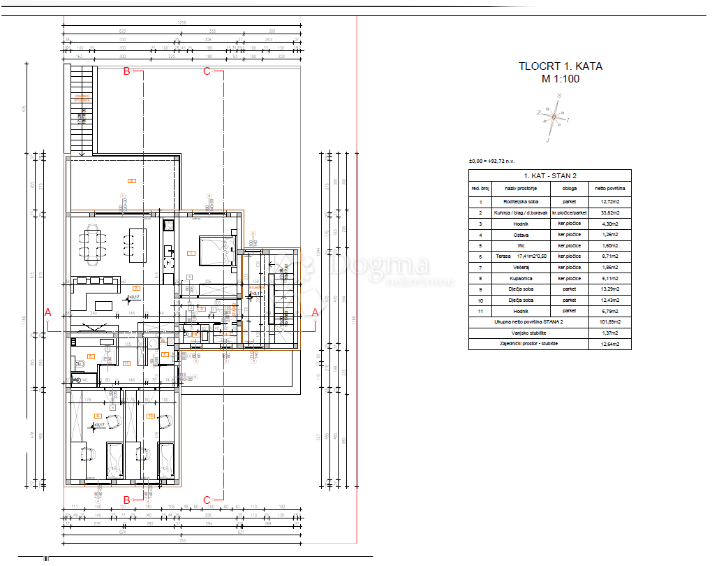 Allogio Čepin, 97,54m2