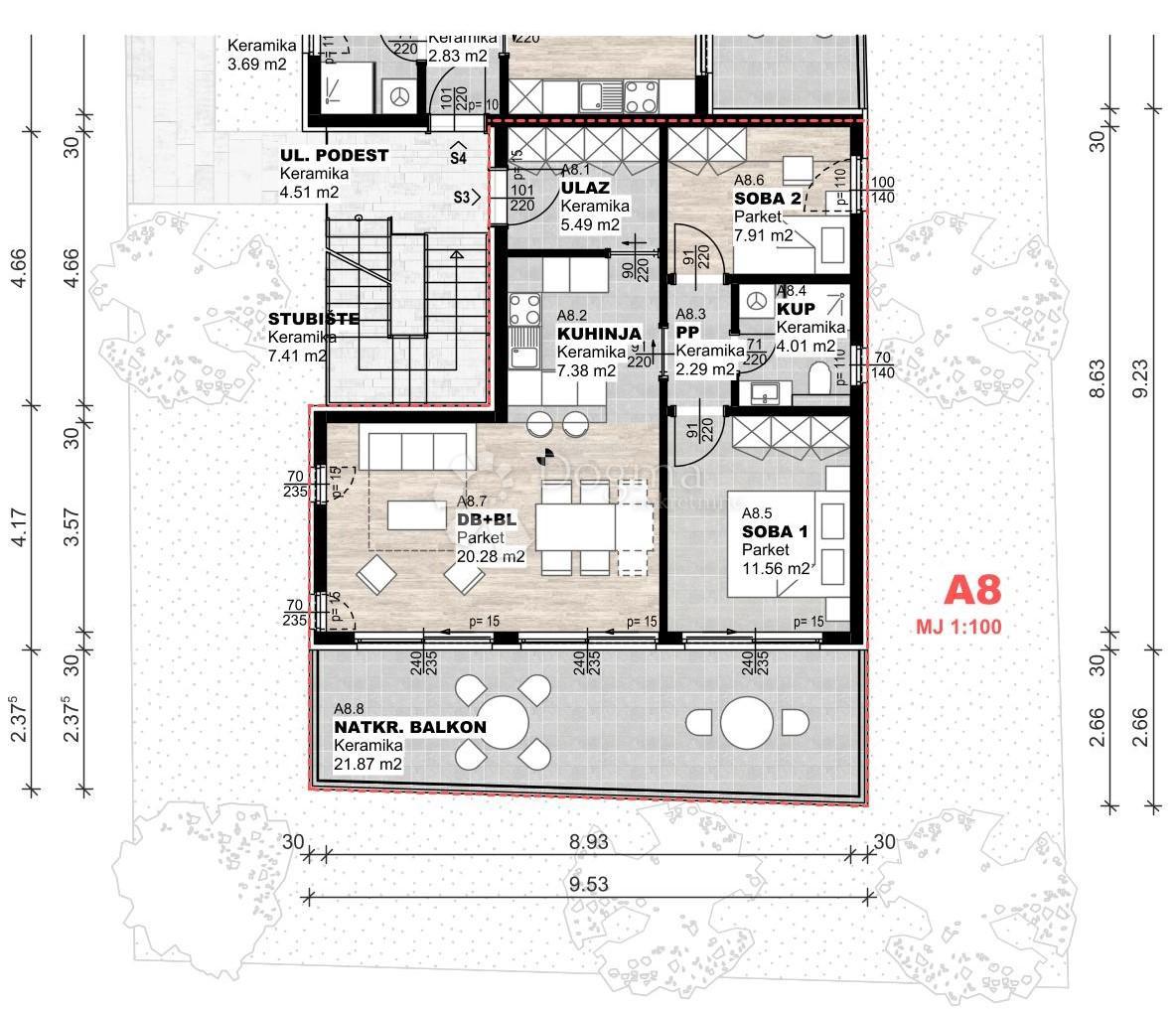 Allogio Povljana, 55,22m2