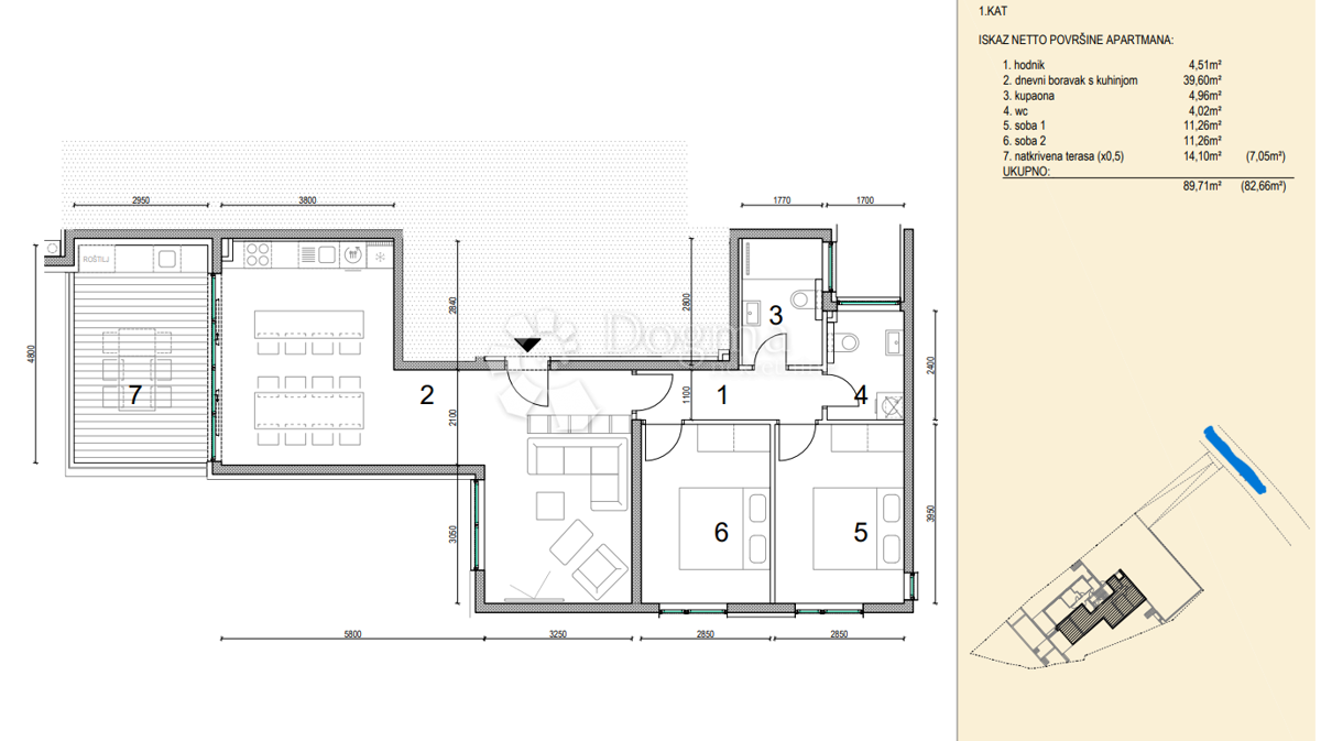 Allogio Novalja, 69,08m2