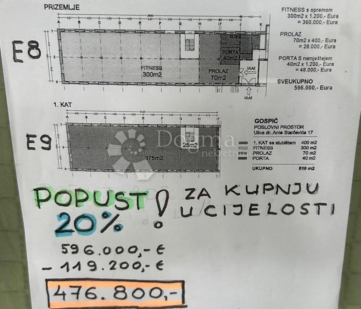 Locale commerciale Centar, Gospić, 810m2