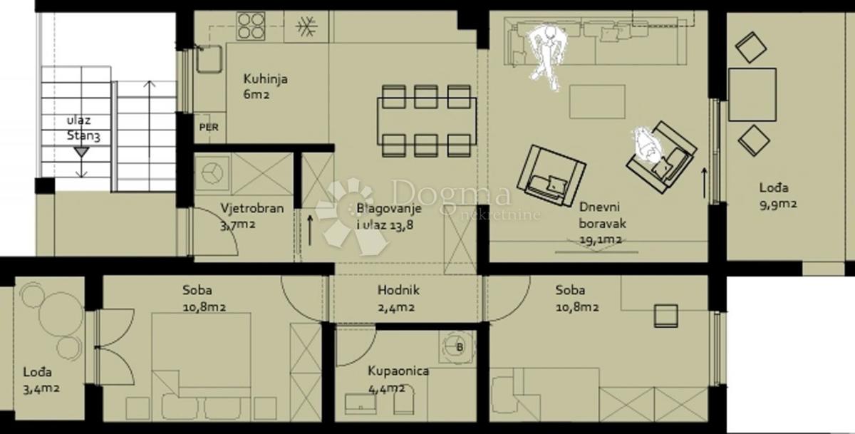  Appartamento di nuova costruzione con due camere da letto e garage