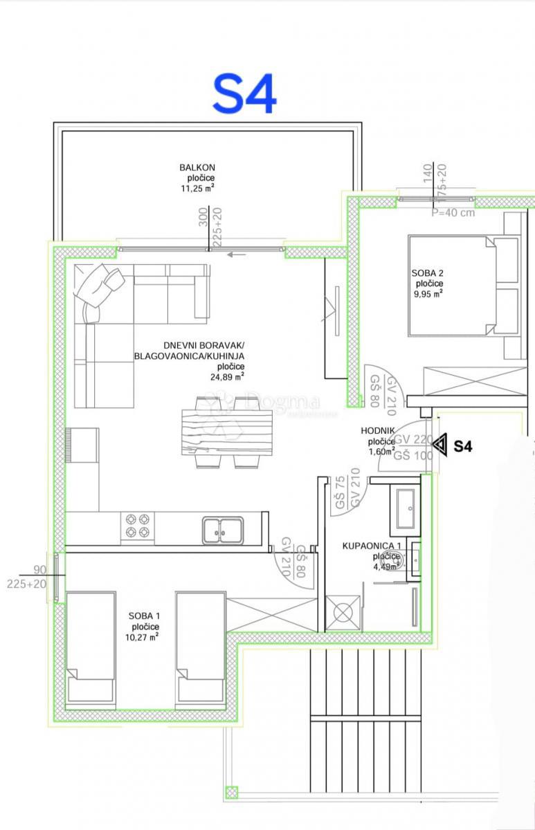 Allogio Okrug Gornji, Okrug, 51,20m2