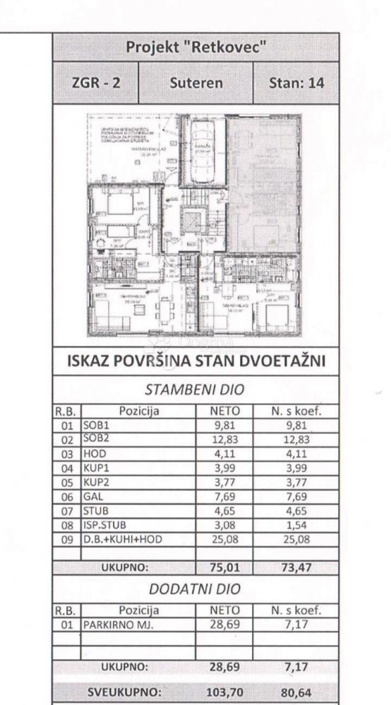 Allogio Retkovec, Donja Dubrava, 80,64m2