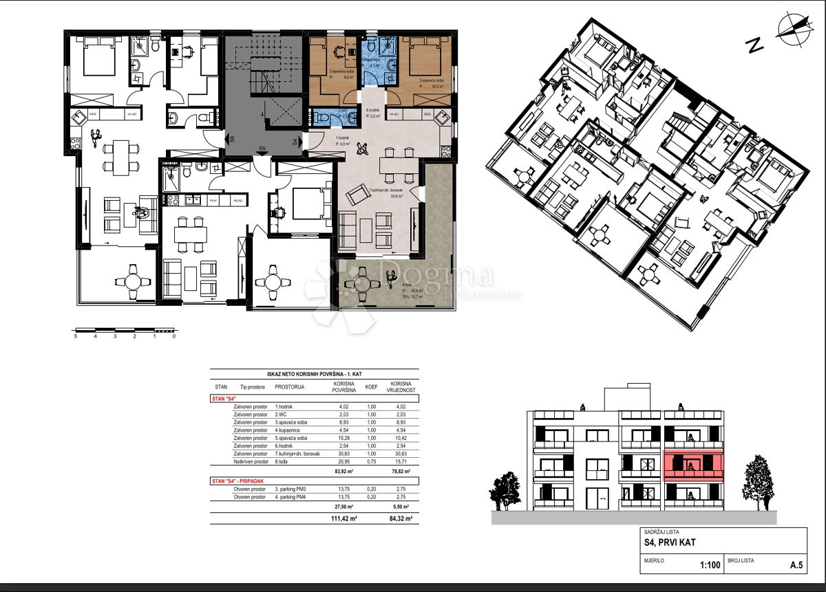 Case rosse S4: nuova costruzione, 1° piano 2 camere da letto + soggiorno