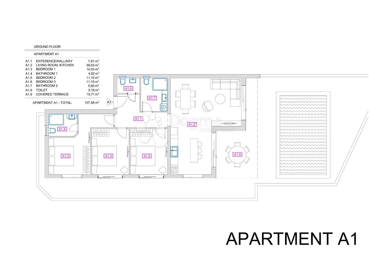 Appartamento Vrbnik, 107,86m2