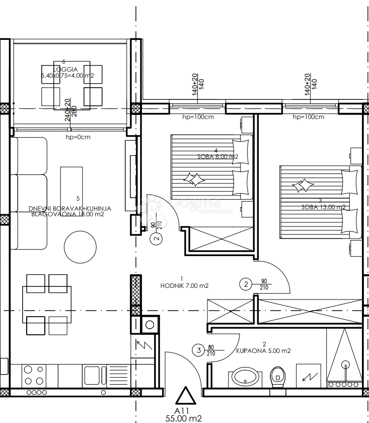 Allogio Veli vrh, Pula, 86,50m2