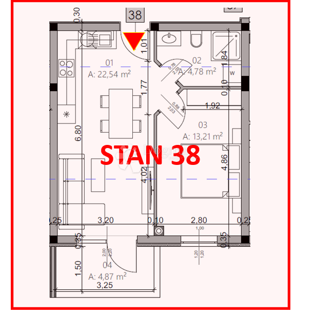 Allogio Monvidal, Pula, 54,96m2