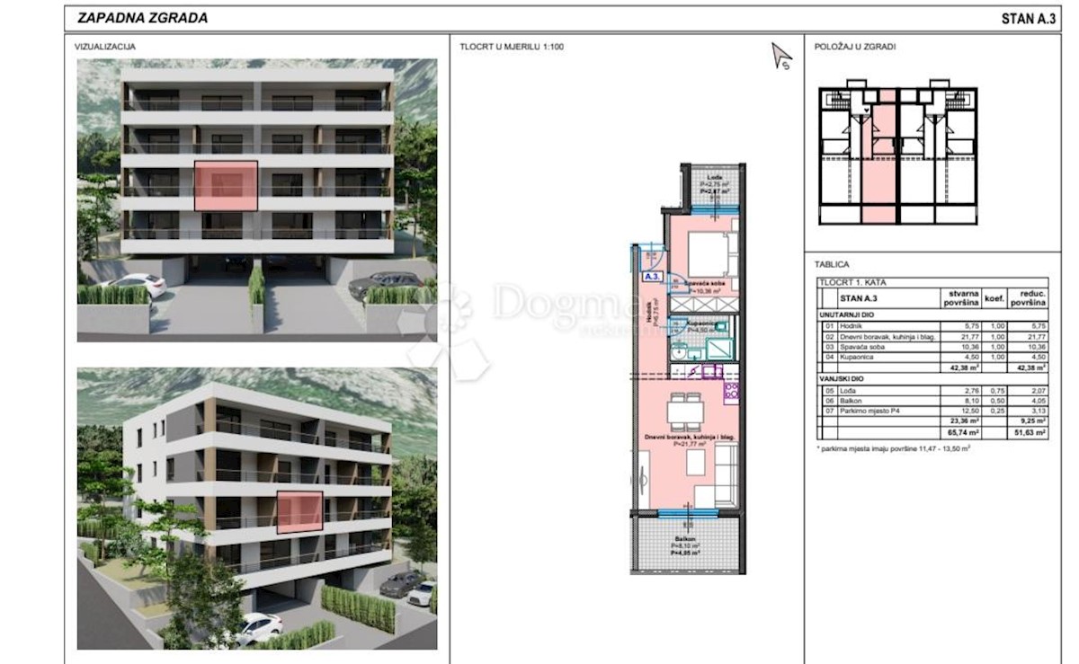 Allogio Makarska, 51,36m2