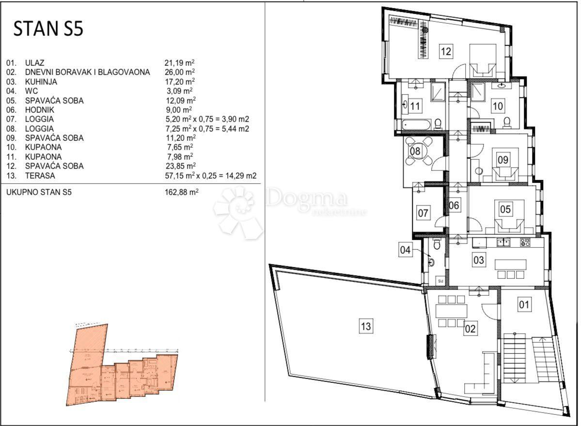 Allogio Šestine, Podsljeme, 162,88m2