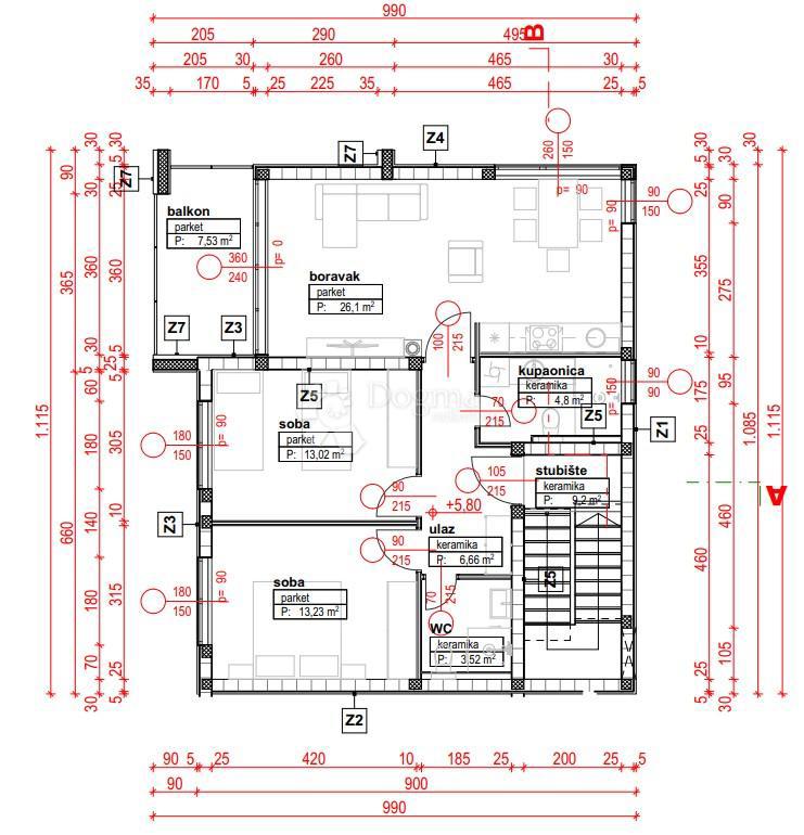 Appartamento Čižići, Dobrinj, 74,93m2