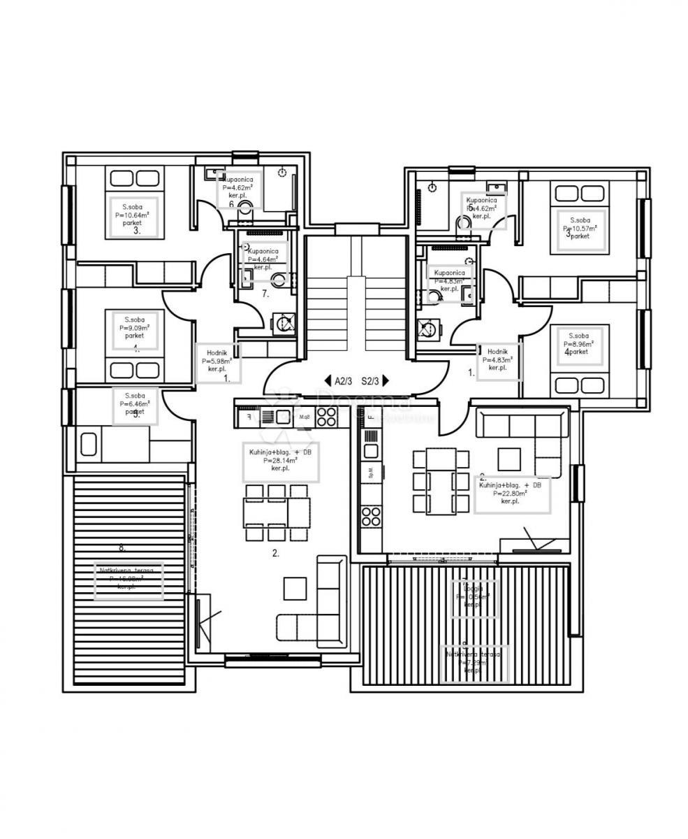 Appartamento Gajac, Novalja, 168m2