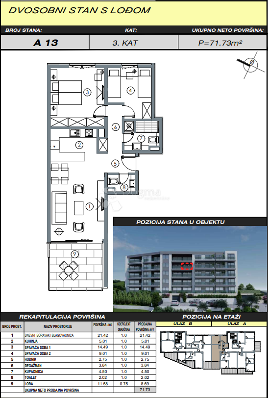 Allogio Makarska, 56,41m2