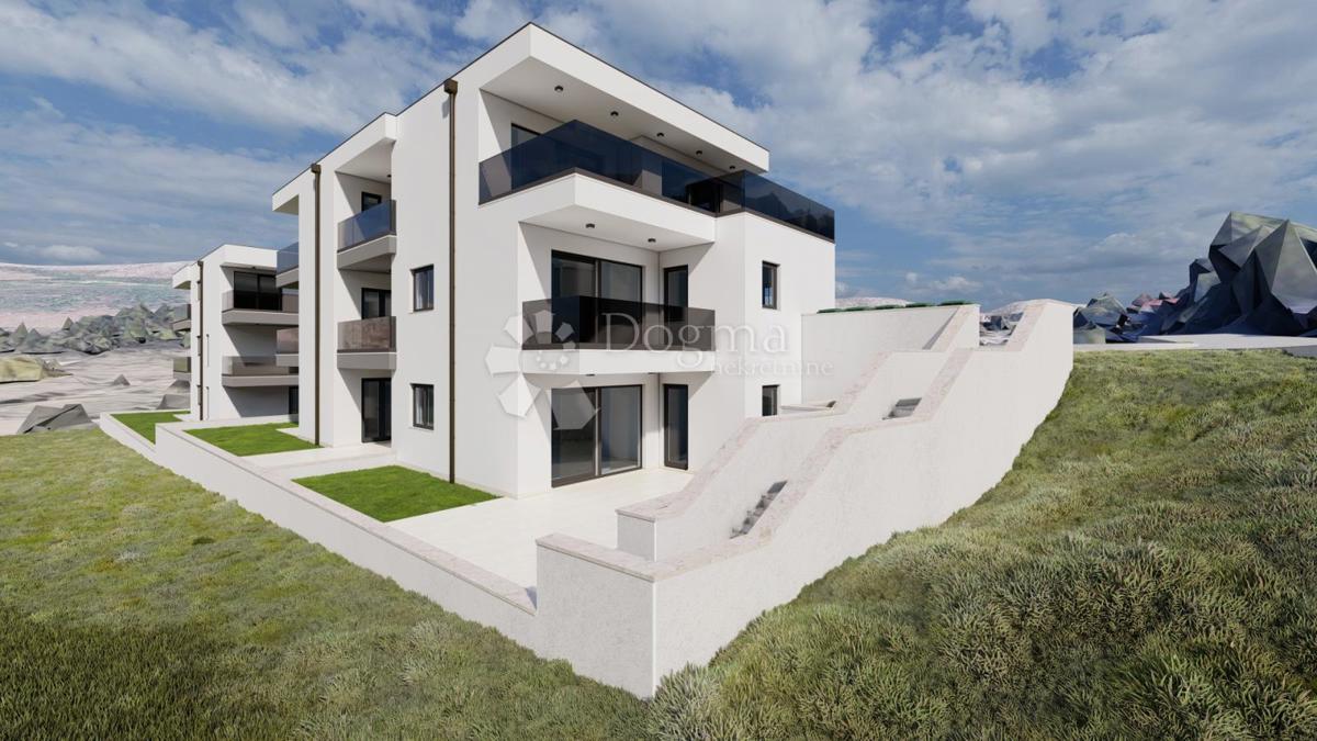 Appartamento con una camera e balcone in nuova costruzione – Tranquillità e comfort vicino a Spalato