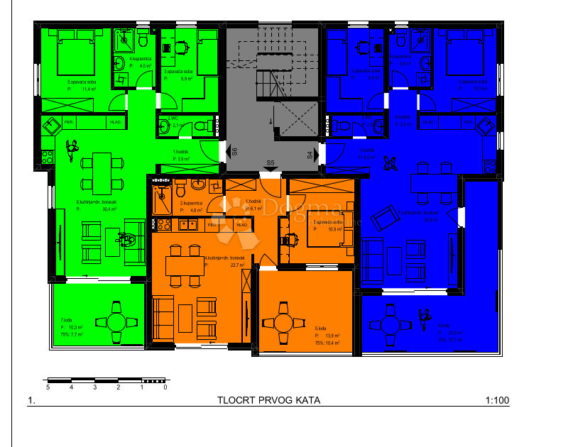 Ričine S5 1° piano 1SB + DB, nuovo edificio