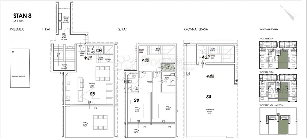 Appartamento S8 – appartamento duplex con terrazza sul tetto, Privlaka