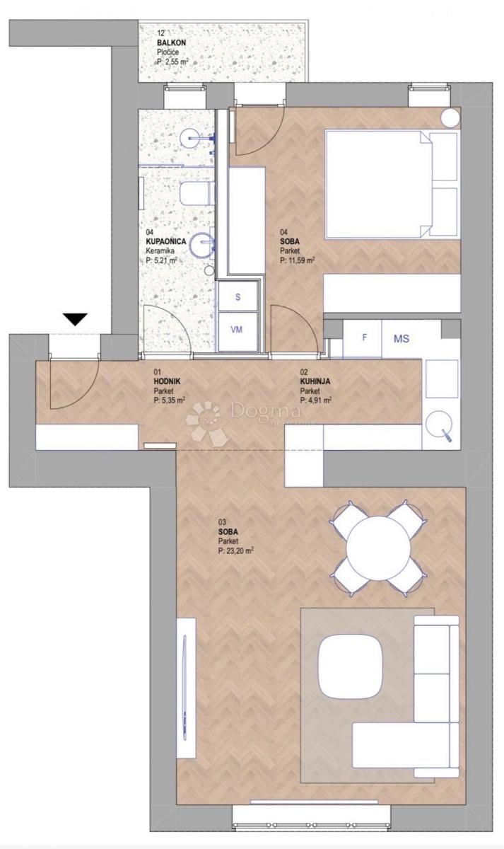 Allogio Črnomerec, 52,33m2