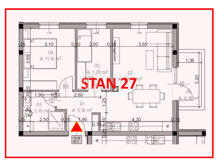 Allogio Monvidal, Pula, 54,96m2