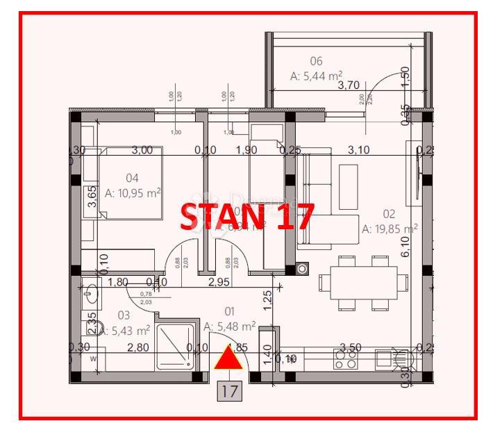 Allogio Monvidal, Pula, 54,96m2