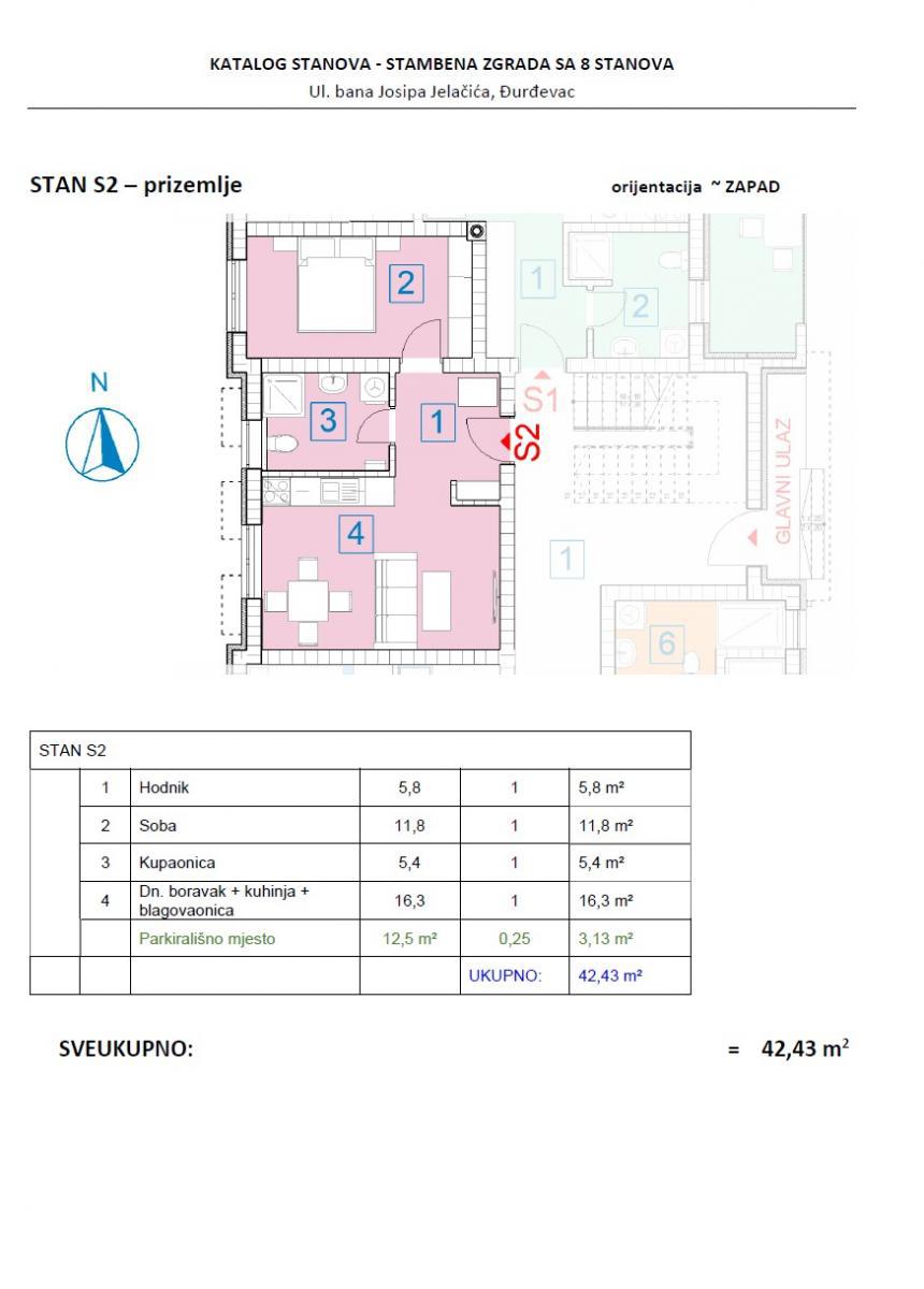 Allogio Đurđevac, 42,43m2