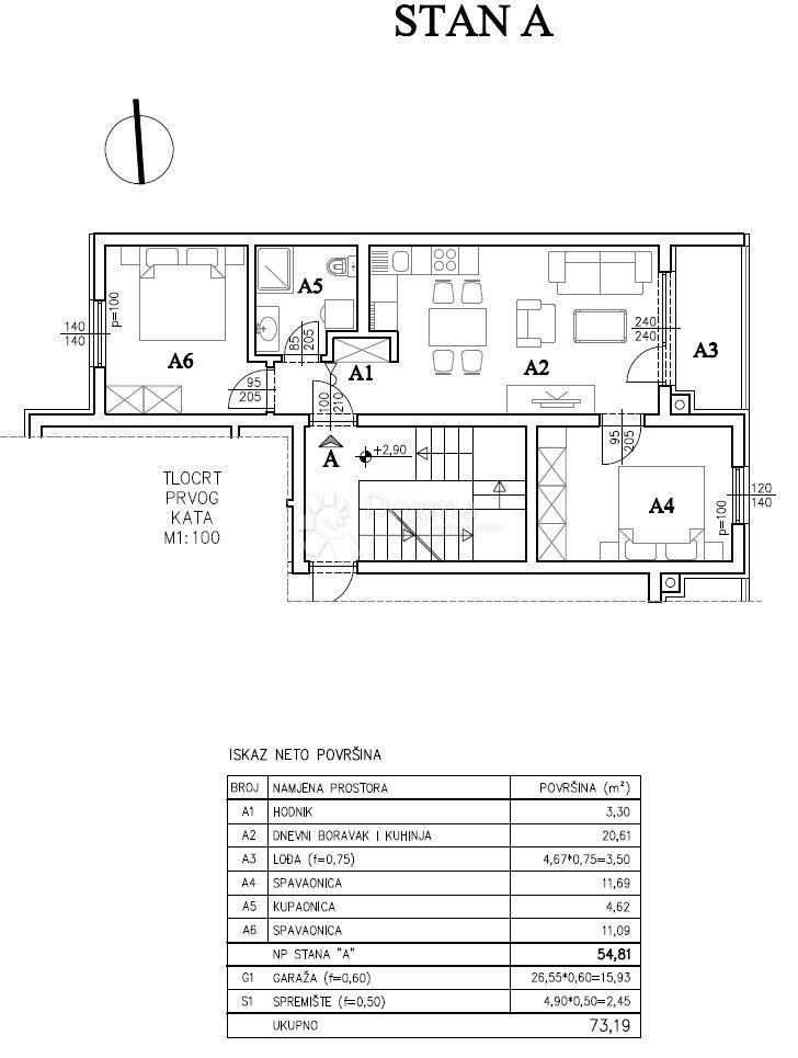 Allogio Šijana, Pula, 54,57m2