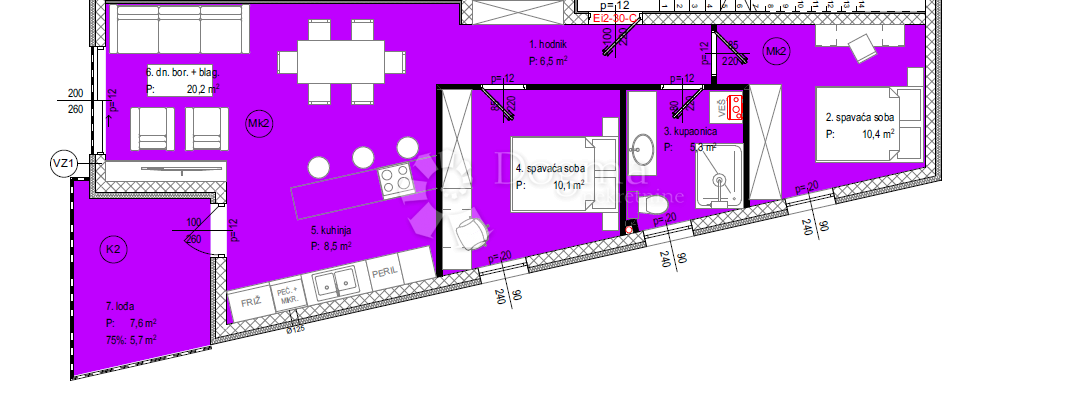 Allogio Crvene kuće, Zadar, 88,93m2