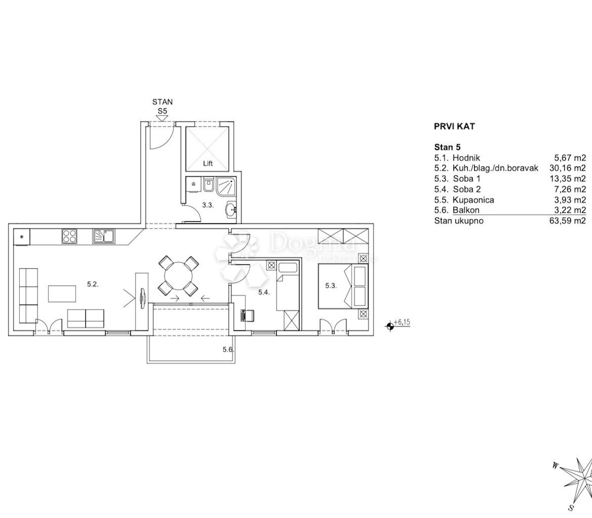 Allogio Zamet, Rijeka, 63,59m2