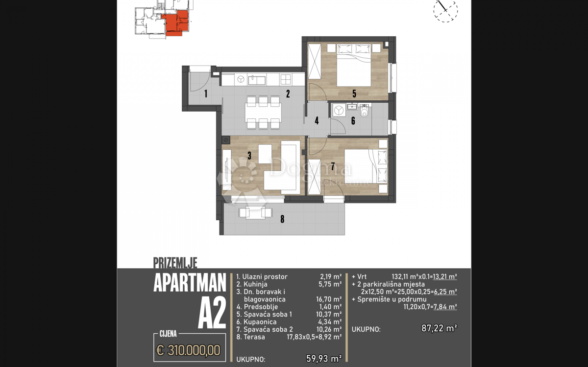 Appartamento Brodarica, Šibenik - Okolica, 87,22m2