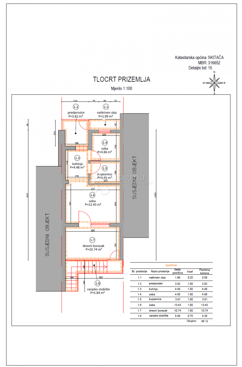 Appartamento Ravni, Raša, 55,90m2