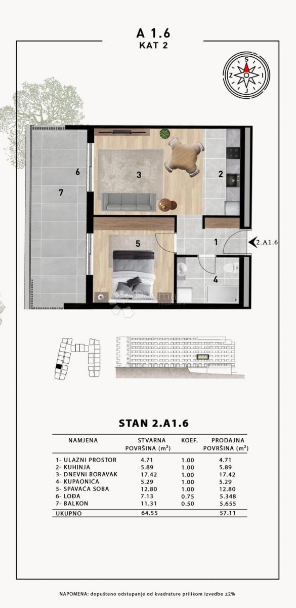 Allogio Crvene kuće, Zadar, 51,98m2