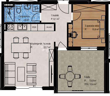 Allogio Crvene kuće, Zadar, 60,24m2