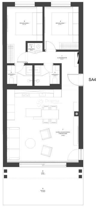 Appartamento SA4 – Attico 121,82 m² con terrazza sul tetto di 79,90 m²