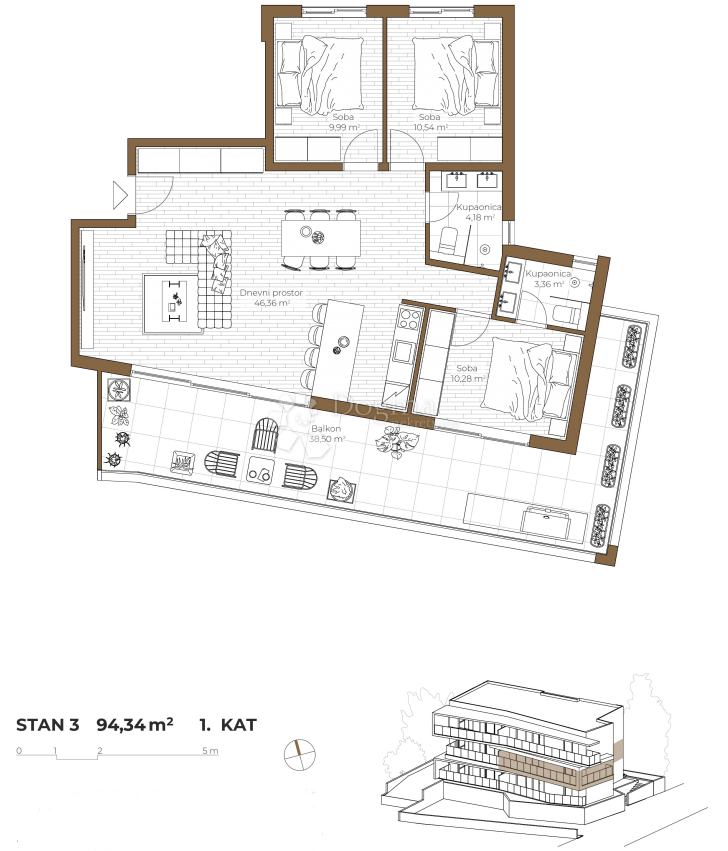 ROGOZNICA - NUOVO EDIFICIO MODERNO 2ª FILA DAL MARE