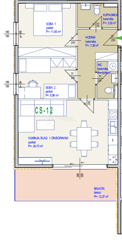Allogio Seget Donji, Seget, 87,59m2
