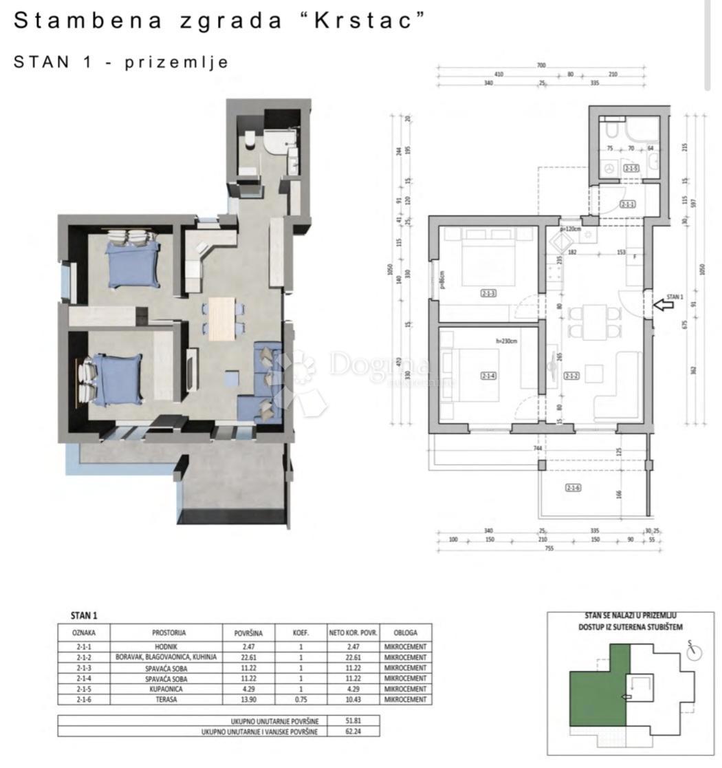 Allogio Zavrelje, Župa Dubrovačka, 62,24m2