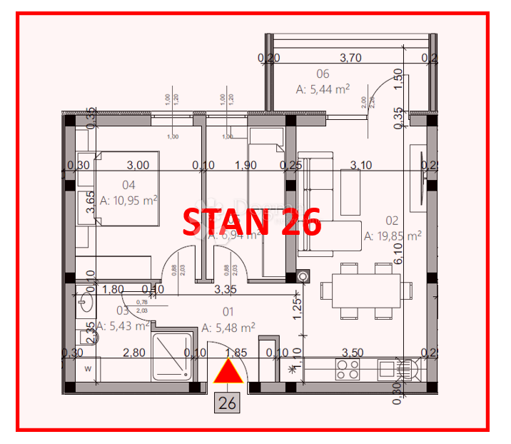 Allogio Monvidal, Pula, 54,96m2