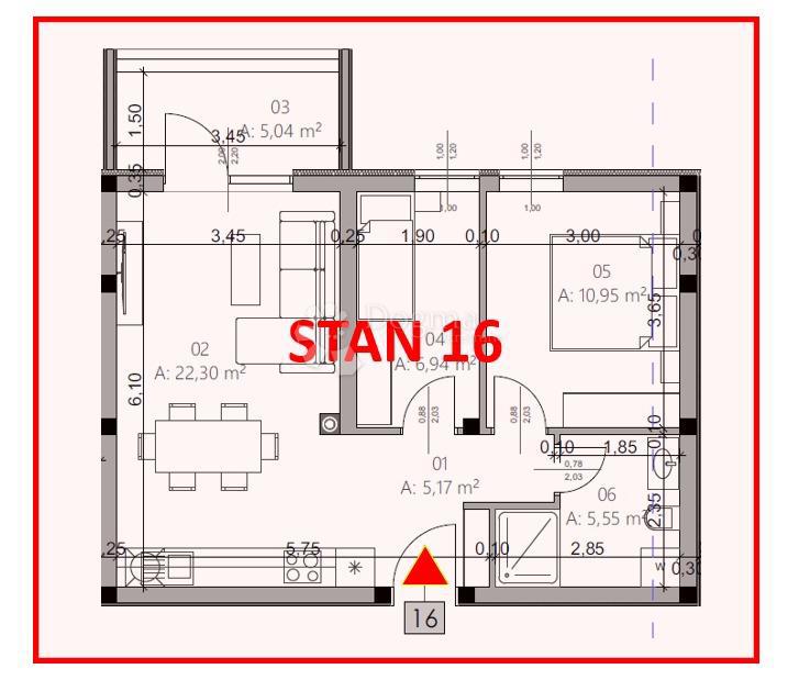 Allogio Monvidal, Pula, 54,96m2