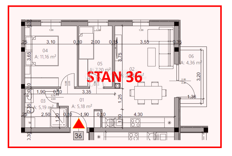 Allogio Monvidal, Pula, 54,96m2