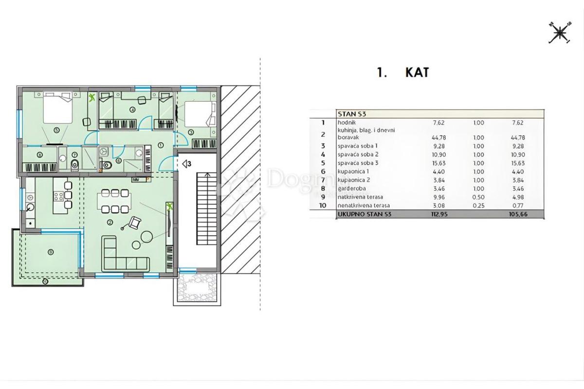 Allogio Bibinje, 112,95m2