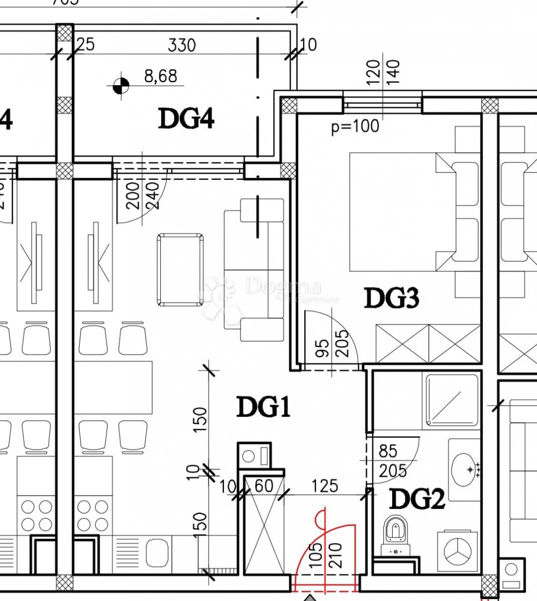 Allogio Monvidal, Pula, 42m2