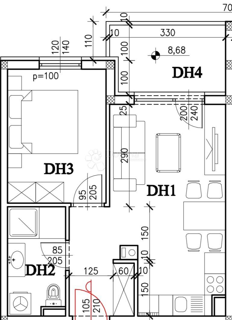 Allogio Monvidal, Pula, 42m2