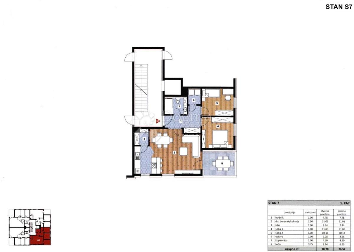 Allogio Sesvetska sela, Sesvete, 76,57m2