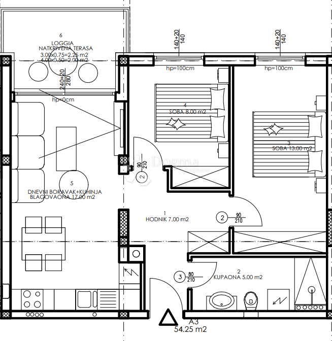 Allogio Veli vrh, Pula, 86,50m2