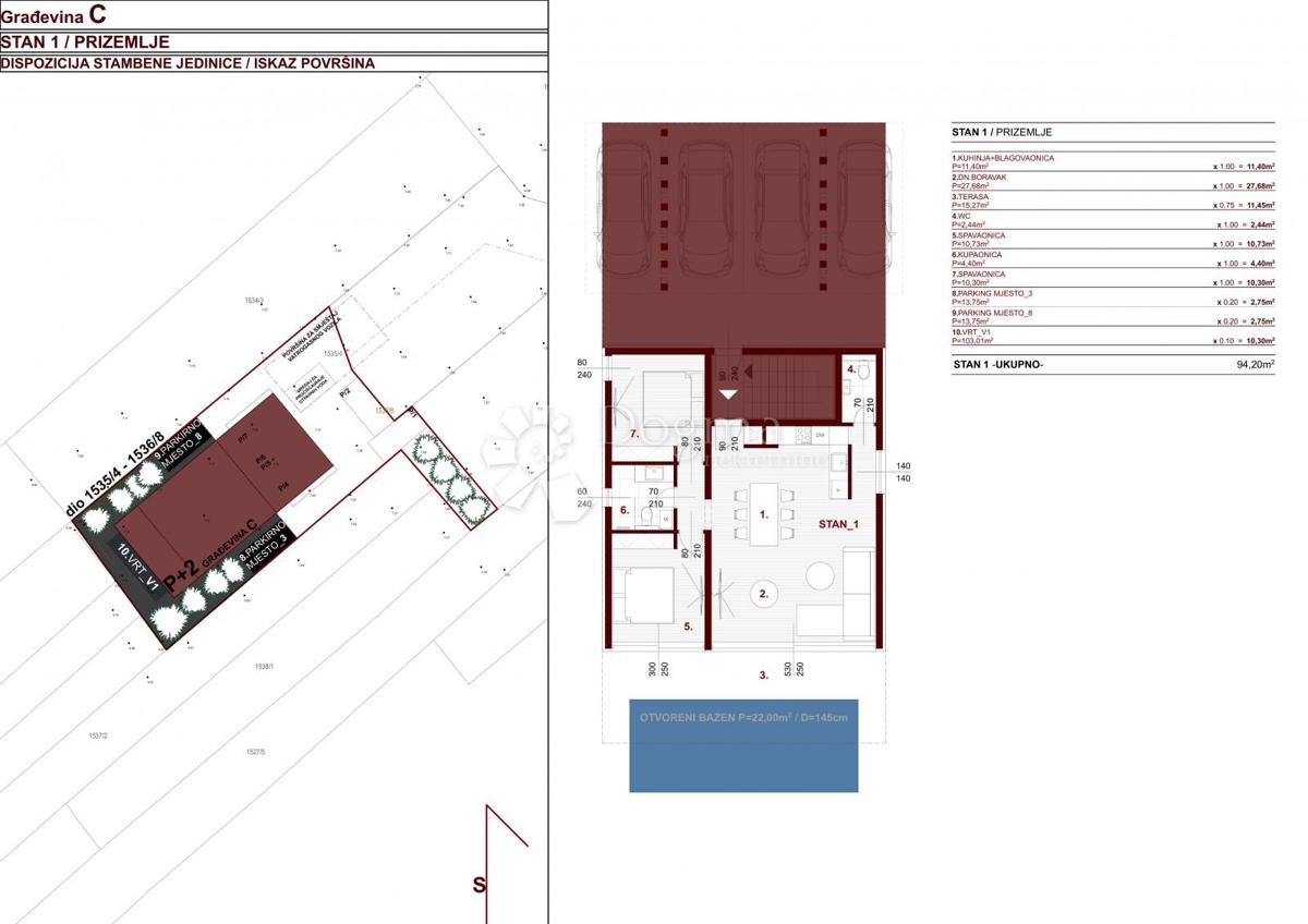Allogio Bibinje, 94,20m2