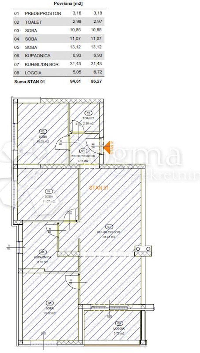 Allogio Rešetari, Kastav, 98,65m2