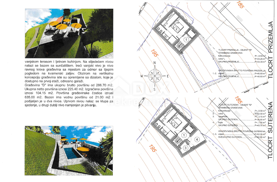 OPATIJA, LOVRAN, LIGANJ - terreno di 1250m2 con vista mare per un edificio residenziale - appartamenti / appartamenti / casa familiare / villa / case in affitto con piscina / casa vacanze con piscina