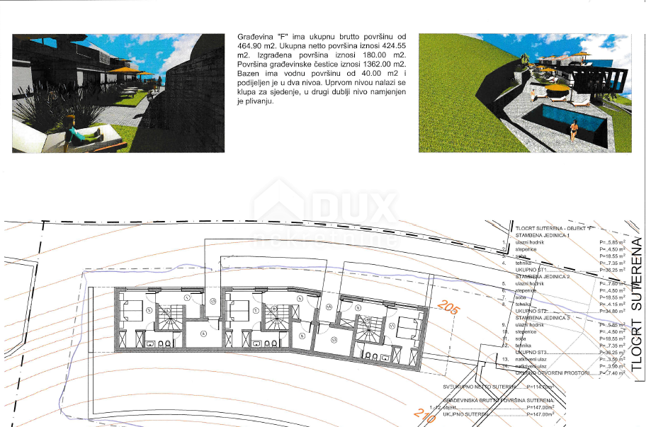 OPATIJA, LOVRAN, LIGANJ - terreno di 1250m2 con vista mare per un edificio residenziale - appartamenti / appartamenti / casa familiare / villa / case in affitto con piscina / casa vacanze con piscina
