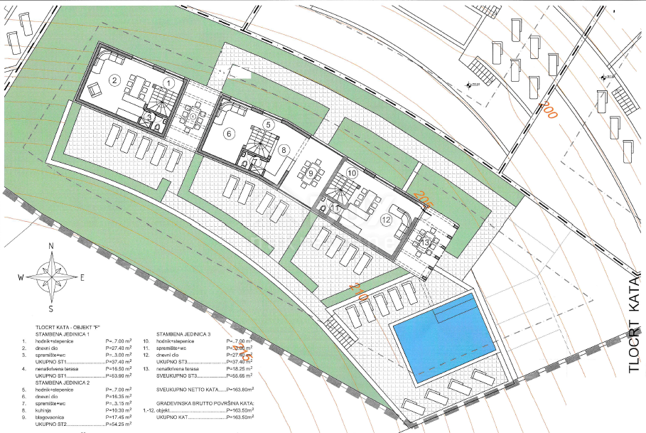 OPATIJA, LOVRAN, LIGANJ - terreno di 1250m2 con vista mare per un edificio residenziale - appartamenti / appartamenti / casa familiare / villa / case in affitto con piscina / casa vacanze con piscina