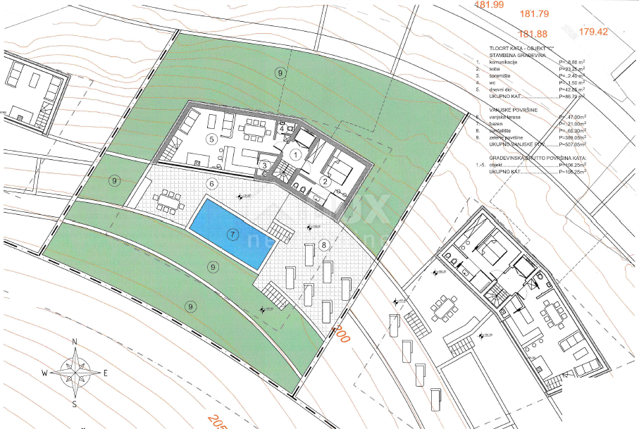 OPATIJA, LOVRAN, LIGANJ - terreno di 1250m2 con vista mare per un edificio residenziale - appartamenti / appartamenti / casa familiare / villa / case in affitto con piscina / casa vacanze con piscina