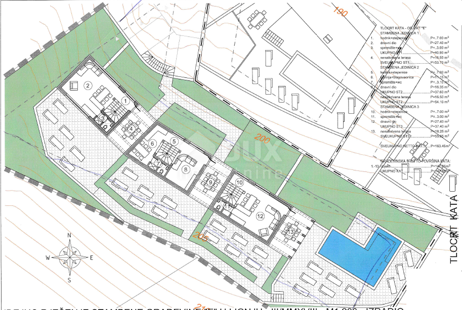 OPATIJA, LOVRAN, LIGANJ - terreno di 1250m2 con vista mare per un edificio residenziale - appartamenti / appartamenti / casa familiare / villa / case in affitto con piscina / casa vacanze con piscina