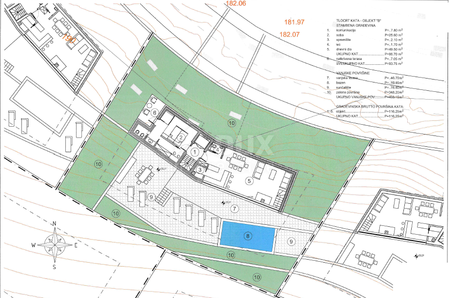 OPATIJA, LOVRAN, LIGANJ - terreno di 1250m2 con vista mare per un edificio residenziale - appartamenti / appartamenti / casa familiare / villa / case in affitto con piscina / casa vacanze con piscina